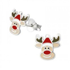Zilveren oorbellen Kerst Rendier Rudolf
