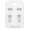 Stalen oorbellen set - Infinity, ster, crystal