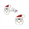 Zilveren oorbellen Kerst pinguin